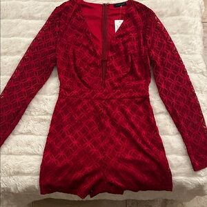 Cals Elegant Red Long Sleeve Dress